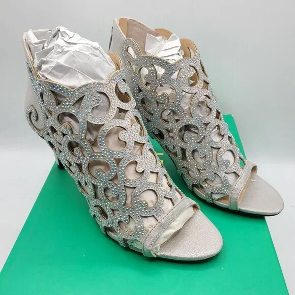 J. Renee Mcwayfalls Silver Dress Sandal High Heel Size 8.5 Shoes - Picture 4 of 10